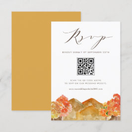 水彩秋ウッドランズ結婚のQRコードRSVP 出欠カード