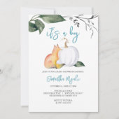 水彩秋ウッドランド男の赤ちゃんシャワー 招待状 (正面)