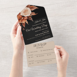 水彩秋エレガンス結婚ズ オールインワン招待状