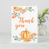 水彩秋オレンジカボチャありがとう サンキューカード (スタンド正面)