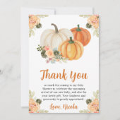 水彩秋カボチャとサボテンのベビーシャワー サンキューカード (正面)