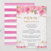 水彩秋カボチャとピンク結婚の花 メニュー (正面/裏面)