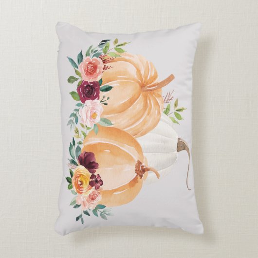 水彩秋カボチャとボホの花 アクセントクッション (正面(垂直))