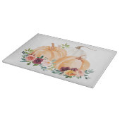 水彩秋カボチャとボホの花 カッティングボード (角)