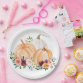 水彩秋カボチャとボホの花 ペーパープレート (パーティー)