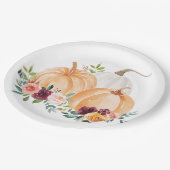 水彩秋カボチャとボホの花 ペーパープレート (アングル)