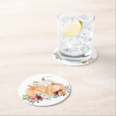 水彩秋カボチャとボホの花 ラウンドペーパーコースター (インサイチュ)