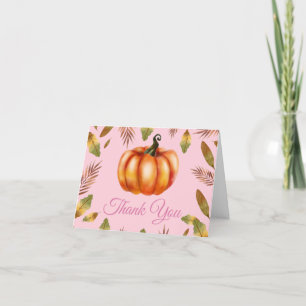 水彩秋カボチャピンクサンキューカード サンキューカード