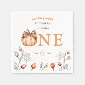 水彩秋カボチャ山花1st誕生日 スタンダードカクテルナプキン (正面)