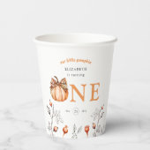 水彩秋カボチャ山花1st誕生日 紙コップ (裏面)