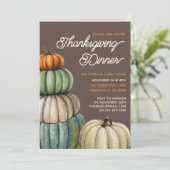 水彩秋カボチャ感謝祭ディナー 招待状 (スタンド正面)