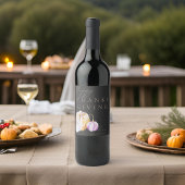 水彩秋カボチャ感謝祭ブラック ワインラベル