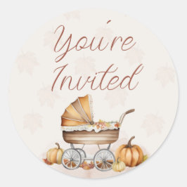 水彩秋カボチャ招待されました ラウンドシール