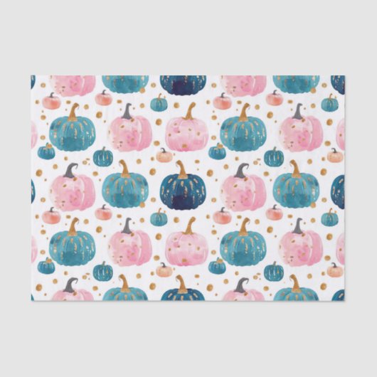 水彩秋カボチャ模様秋デコページ 薄葉紙 (正面)