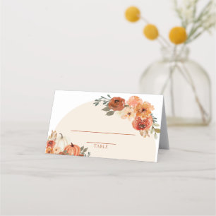 水彩秋カボチャ燃えオレンジ秋フローラ プレイスカード