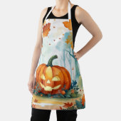水彩秋カボチャ紅葉林 エプロン (インサイチュ)