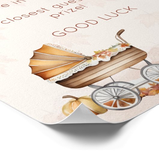 水彩秋カボチャ赤ちゃんシャワーゲームポスター ポスター (角)