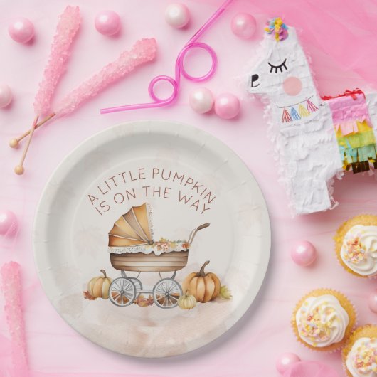 水彩秋カボチャ赤ちゃんシャワー ペーパープレート (パーティー)