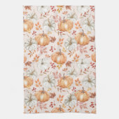 水彩秋カボチャ、ファームハウス キッチンタオル (縦)