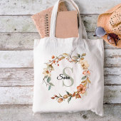 水彩秋ガーデンモノグラムキャンバス トートバッグ