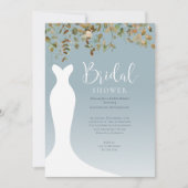 水彩秋グリーンリーダスティブルーブライダルシャワー 招待状 (正面)