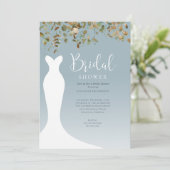 水彩秋グリーンリーダスティブルーブライダルシャワー 招待状 (スタンド正面)