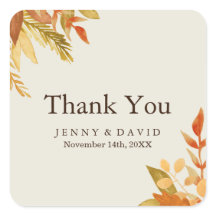 水彩秋サンキューステッカー