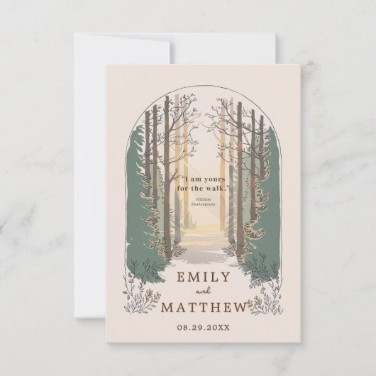 水彩秋シンプルエレガントScript Forest引用文 出欠カード (正面)