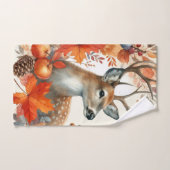 水彩秋シーズンオレンジ離れ色の鹿 ハンドタオル (ハンドタオル)