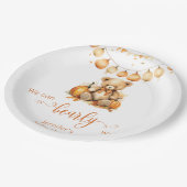 水彩秋テディベアかぼちゃのベビーシャワー ペーパープレート (アングル)