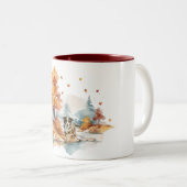 水彩秋ドッグデザイン – オーストラリアの羊飼い ツートーンマグカップ (正面右)