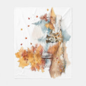 水彩秋ドッグデザイン – オーストラリアの羊飼い フリースブランケット (正面)