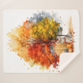 水彩秋ドッグデザイン – コルギ シェルパブランケット (正面(横))