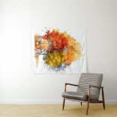 水彩秋ドッグデザイン – コルギ タペストリー (インサイチュ(横))