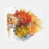 水彩秋ドッグデザイン – コルギ フリースブランケット (正面(横))