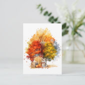 水彩秋ドッグデザイン – コルギ ポストカード (スタンド正面)