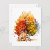 水彩秋ドッグデザイン – コルギ ポストカード (正面/裏面)