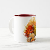 水彩秋ドッグデザイン – ゴールデンレトリバー ツートーンマグカップ (正面左)