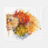 水彩秋ドッグデザイン – ゴールデンレトリバー フリースブランケット (正面(横))