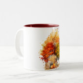 水彩秋ドッグデザイン – ドイツの羊飼い ツートーンマグカップ (正面左)