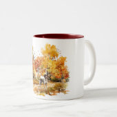 水彩秋ドッグデザイン – ドイツ語ポインタ ツートーンマグカップ (正面右)