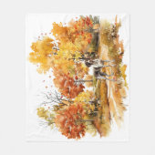 水彩秋ドッグデザイン – ドイツ語ポインタ フリースブランケット (正面)