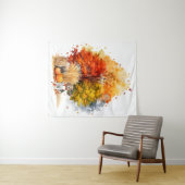 水彩秋ドッグデザイン – ベーグル タペストリー (インサイチュ(横))