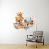 水彩秋ドッグデザイン – 秋田 タペストリー (インサイチュ(横))