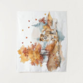 水彩秋ドッグデザイン – 秋田 タペストリー (正面)