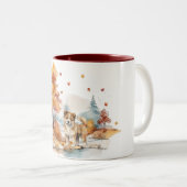 水彩秋ドッグデザイン – 秋田 ツートーンマグカップ (正面右)