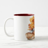 水彩秋ドッグデザイン – 秋田 ツートーンマグカップ (左)
