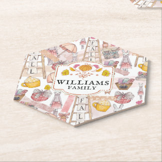 水彩秋ハンド絵を描パーソナライズされた ペーパーコースター