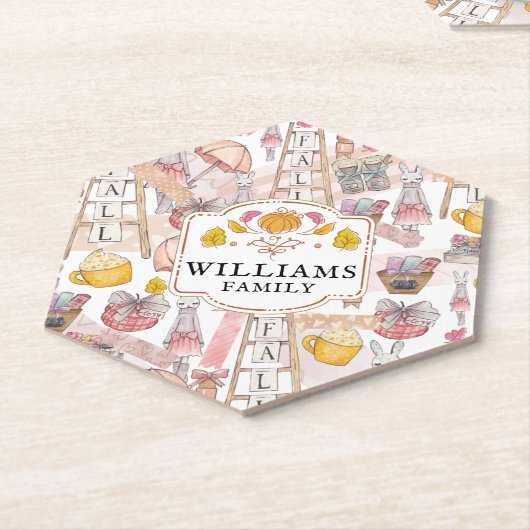 水彩秋ハンド絵を描パーソナライズされた ペーパーコースター (アングル)