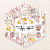 水彩秋ハンド絵を描パーソナライズされた ペーパーコースター (正面)